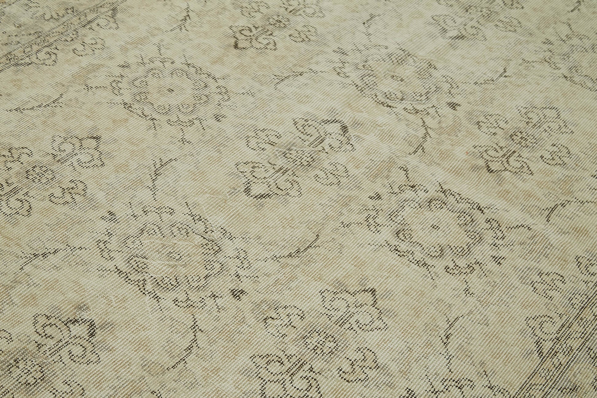 Vintage Bej Eskitme Pamuk Yün El Dokuma Halısı 156x276 Agacan