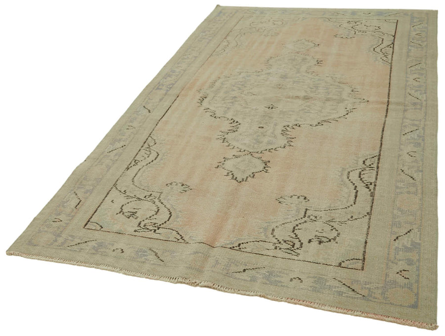 Vintage Bej Eskitme Pamuk Yün El Dokuma Halısı 150x260 Agacan