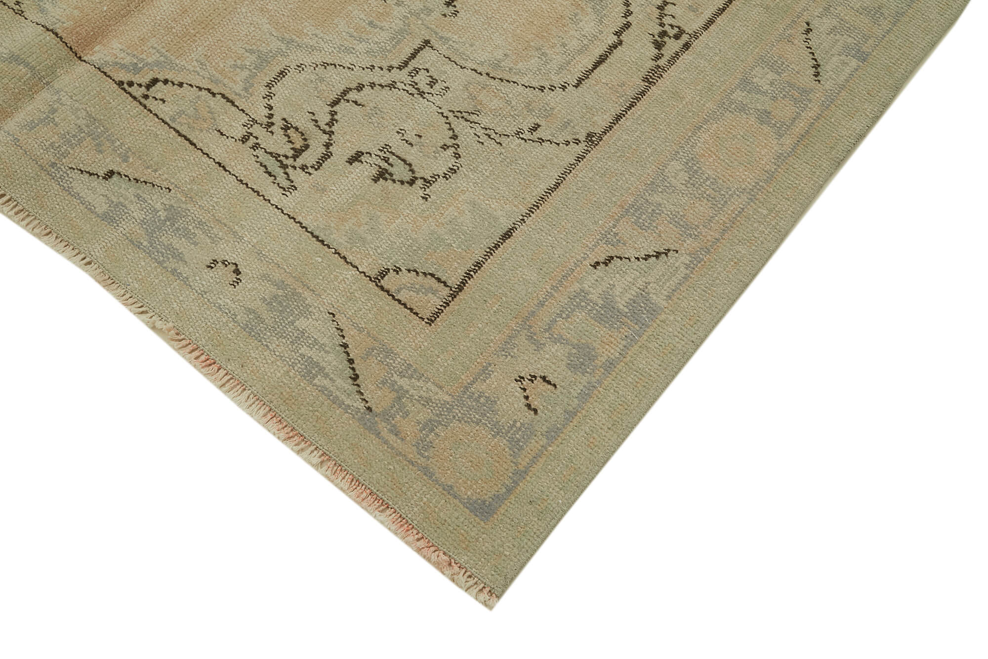 Vintage Bej Eskitme Pamuk Yün El Dokuma Halısı 150x260 Agacan