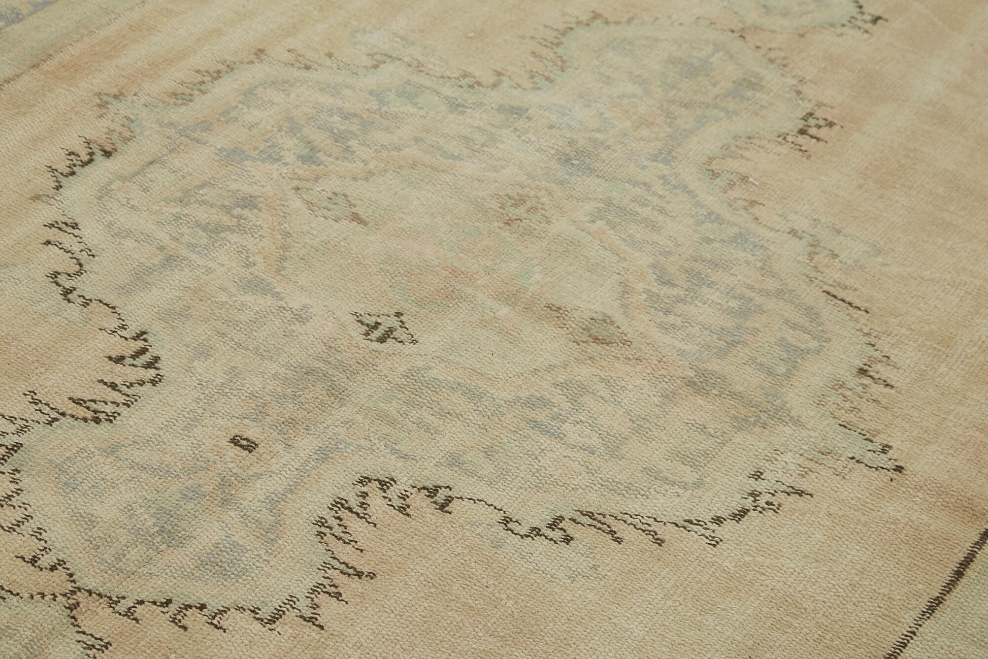 Vintage Bej Eskitme Pamuk Yün El Dokuma Halısı 150x260 Agacan