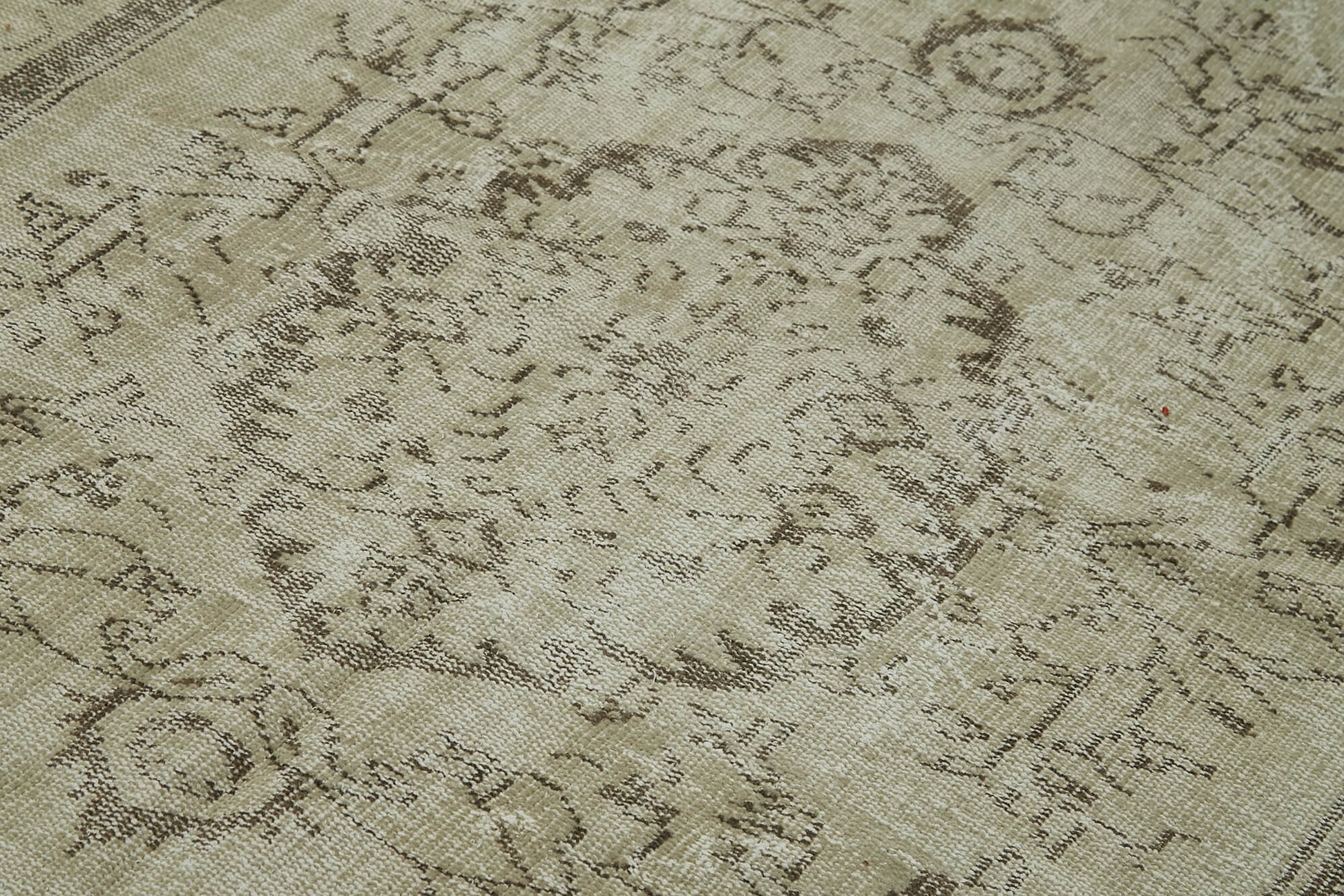 Vintage Bej Eskitme Pamuk Yün El Dokuma Halısı 157x257 Agacan