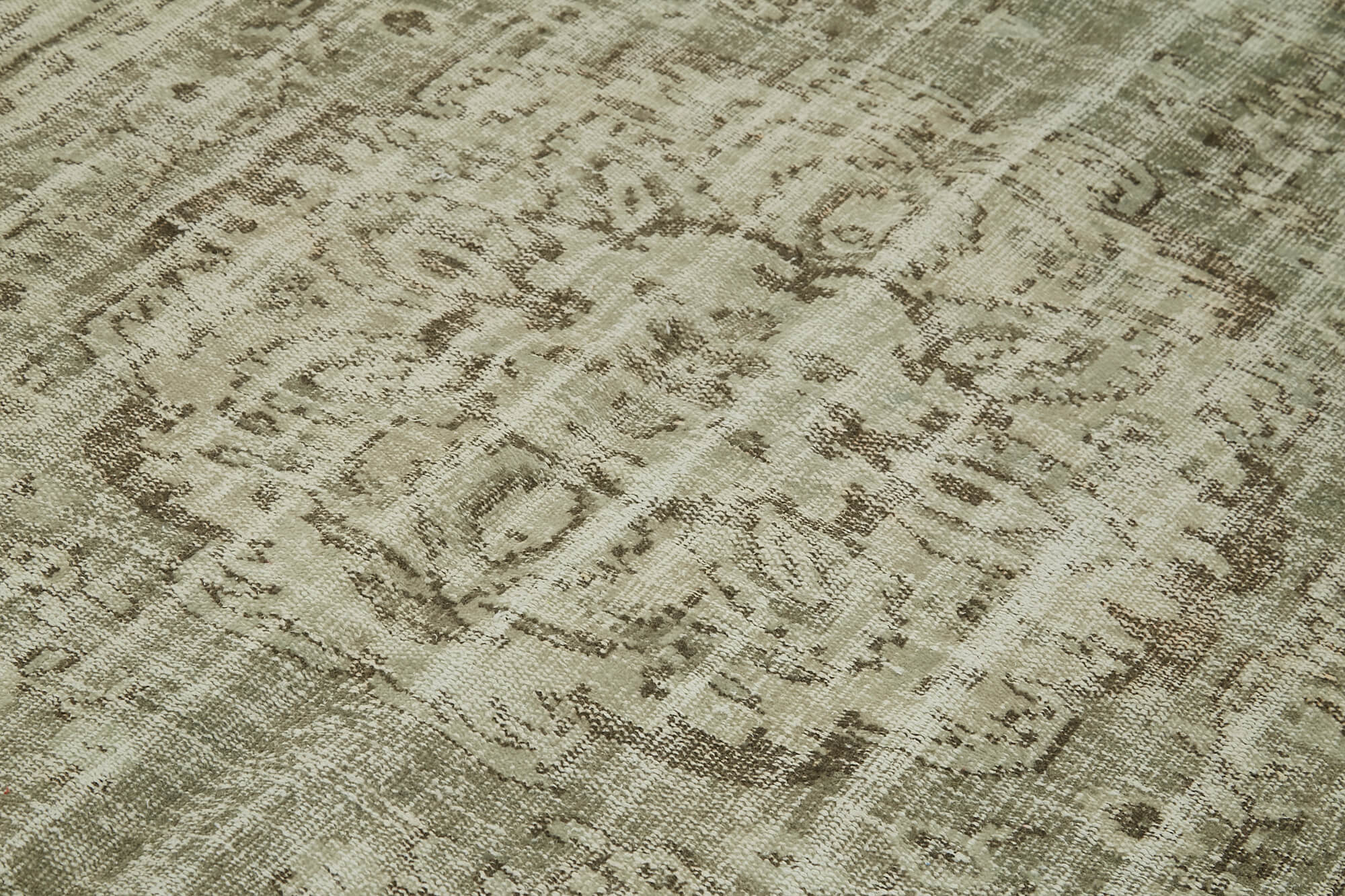 Vintage Bej Eskitme Pamuk Yün El Dokuma Halısı 164x274 Agacan