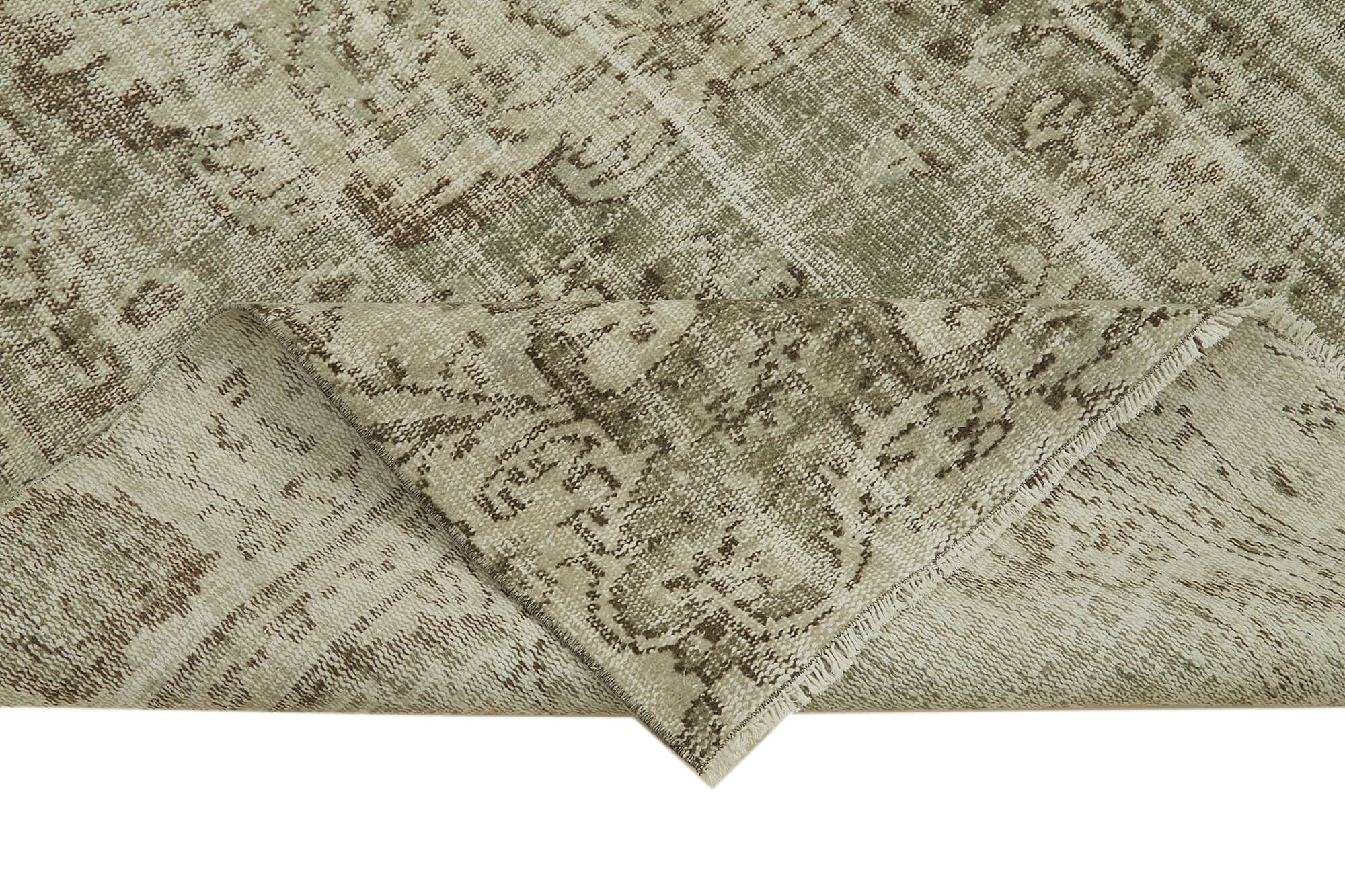 Vintage Bej Eskitme Pamuk Yün El Dokuma Halısı 164x274 Agacan