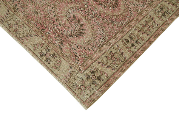 Vintage Bej Eskitme Pamuk Yün El Dokuma Halısı 146x238 Agacan
