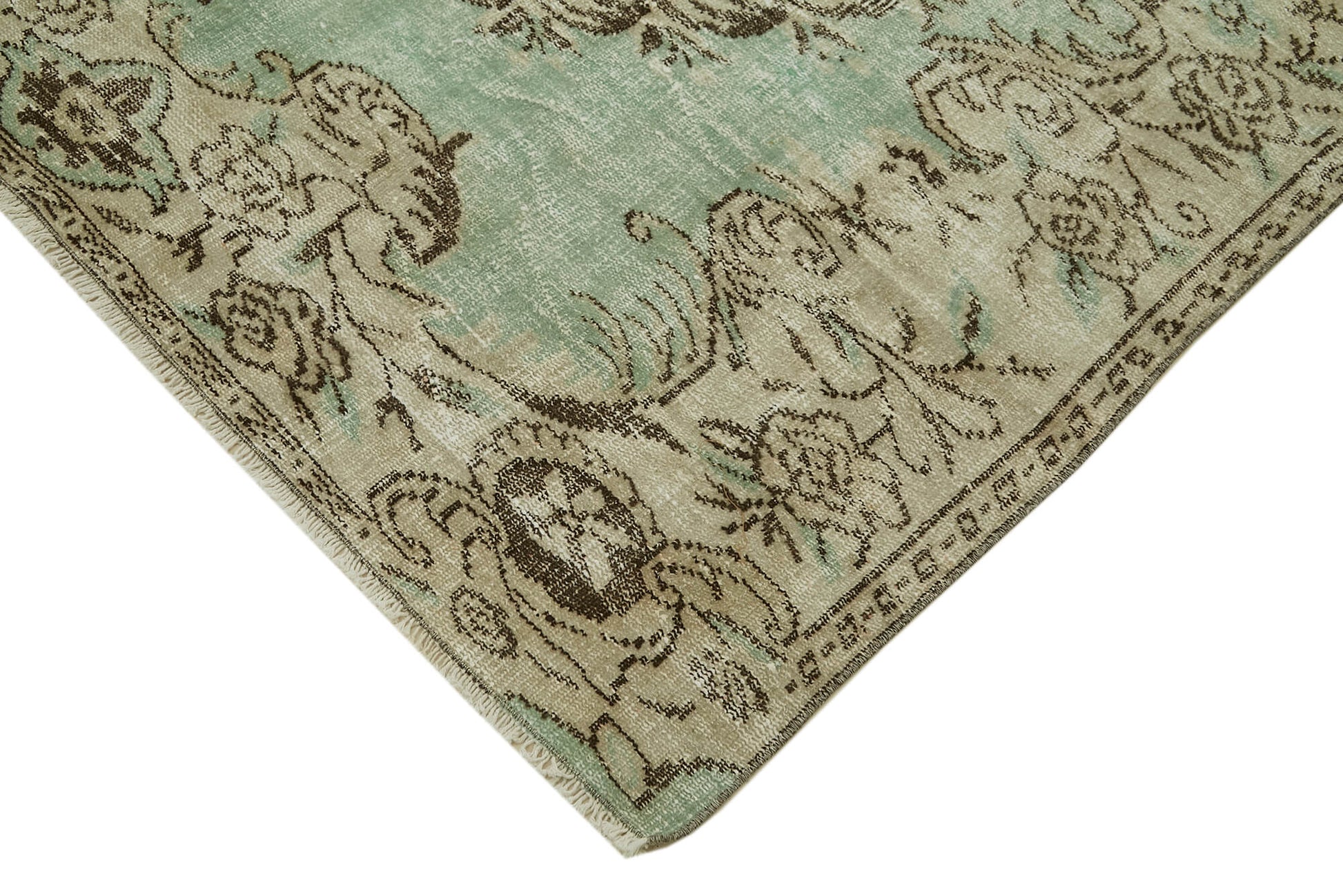 Vintage Bej Eskitme Pamuk Yün El Dokuma Halısı 176x257 Agacan