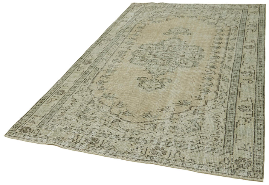 Vintage Bej Eskitme Pamuk Yün El Dokuma Halısı 152x255 Agacan