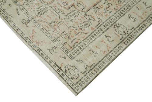 Vintage Bej Eskitme Pamuk Yün El Dokuma Halısı 176x269 Agacan