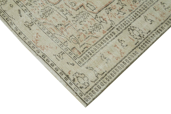 Vintage Bej Eskitme Pamuk Yün El Dokuma Halısı 176x269 Agacan