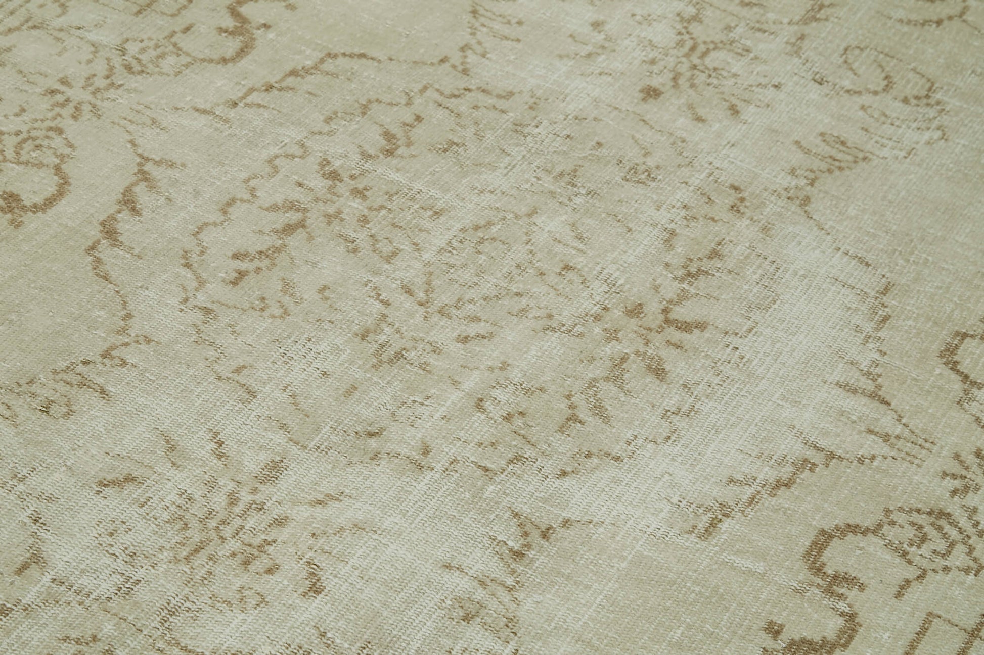 Vintage Bej Eskitme Pamuk Yün El Dokuma Halısı 167x273 Agacan