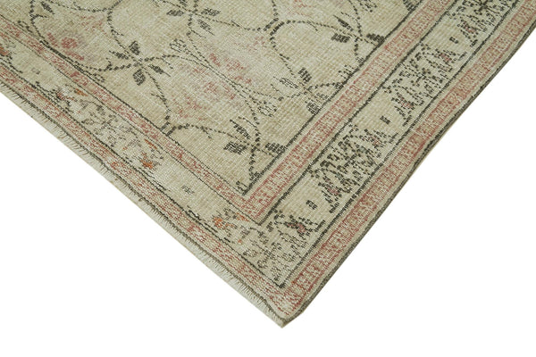 Vintage Bej Eskitme Pamuk Yün El Dokuma Halısı 159x261 Agacan