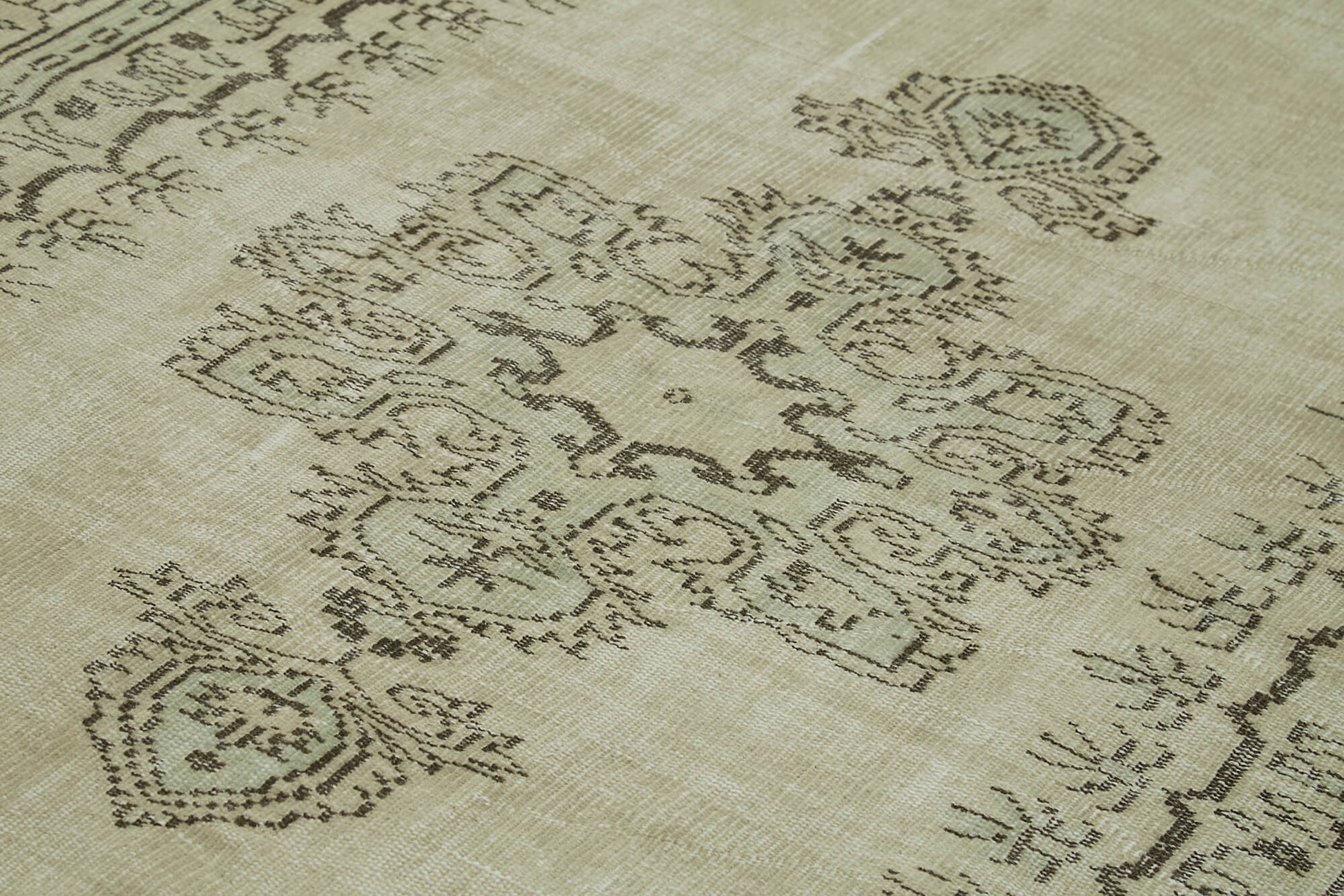 Vintage Bej Eskitme Pamuk Yün El Dokuma Halısı 177x287 Agacan