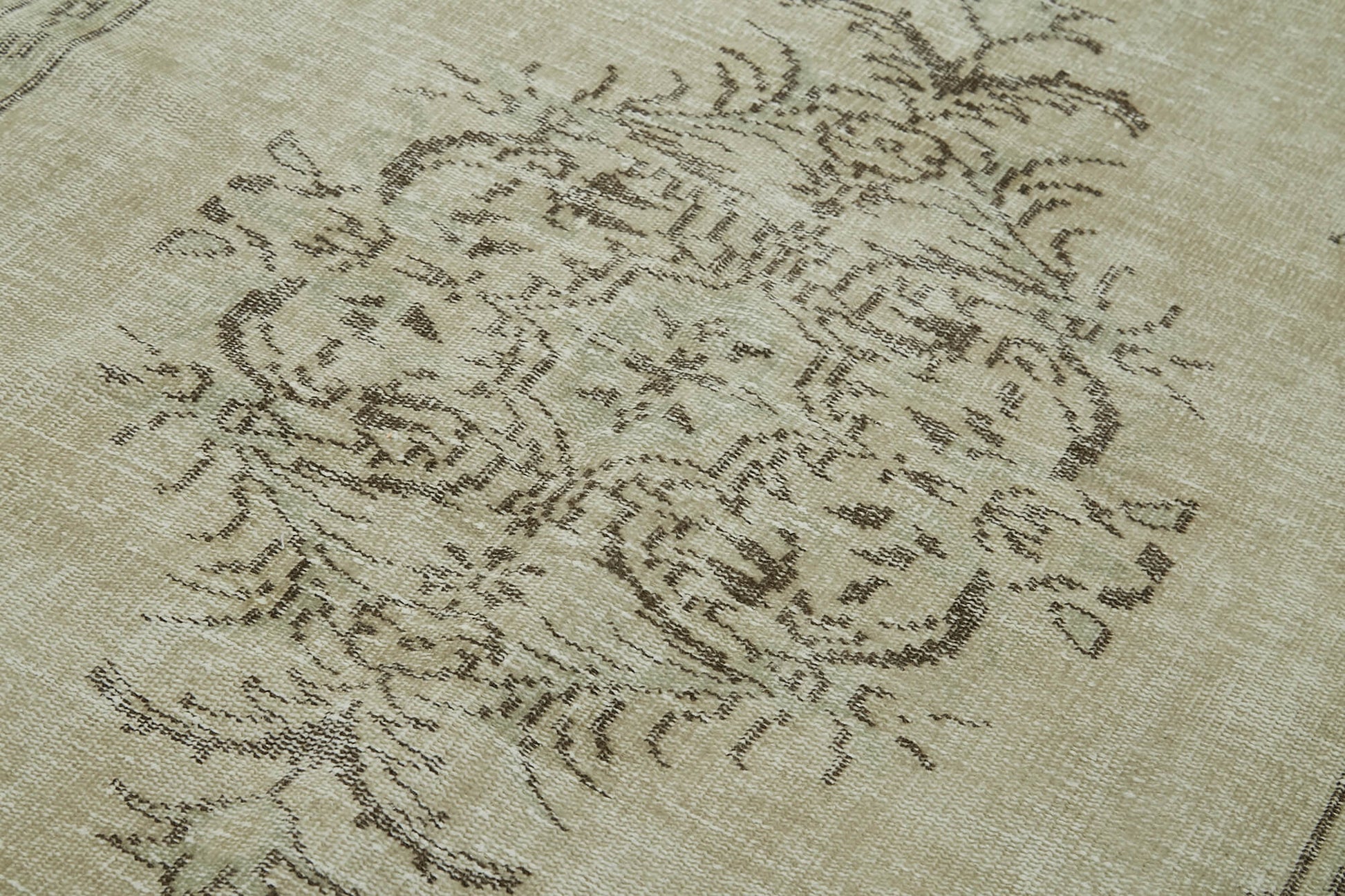 Vintage Bej Eskitme Pamuk Yün El Dokuma Halısı 164x269 Agacan