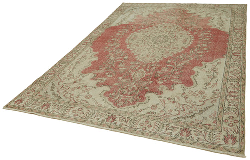 Vintage Bej Eskitme Pamuk Yün El Dokuma Halısı 198x324 Agacan