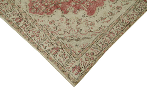 Vintage Bej Eskitme Pamuk Yün El Dokuma Halısı 198x324 Agacan