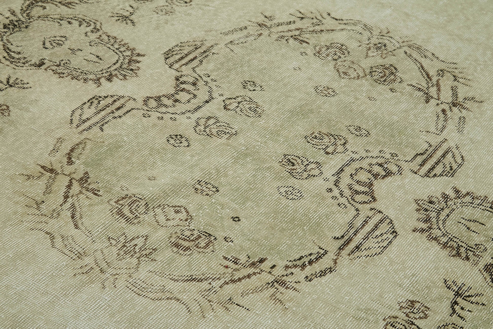 Vintage Bej Eskitme Pamuk Yün El Dokuma Halısı 170x281 Agacan