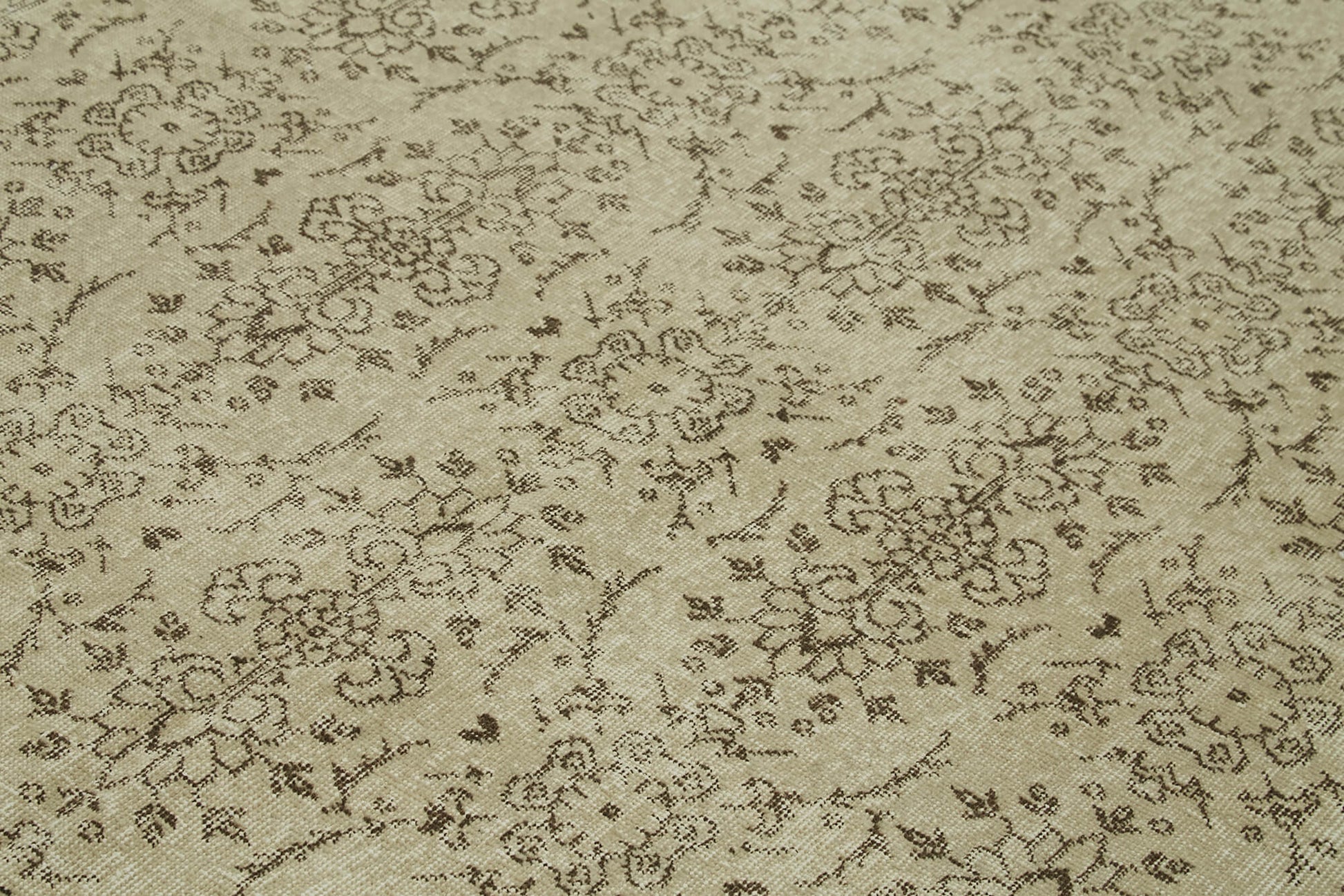 Vintage Bej Eskitme Pamuk Yün El Dokuma Halısı 178x286 Agacan