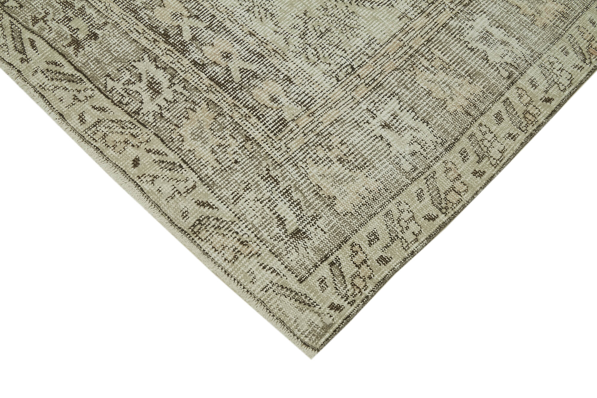 Vintage Bej Eskitme Pamuk Yün El Dokuma Halısı 159x277 Agacan