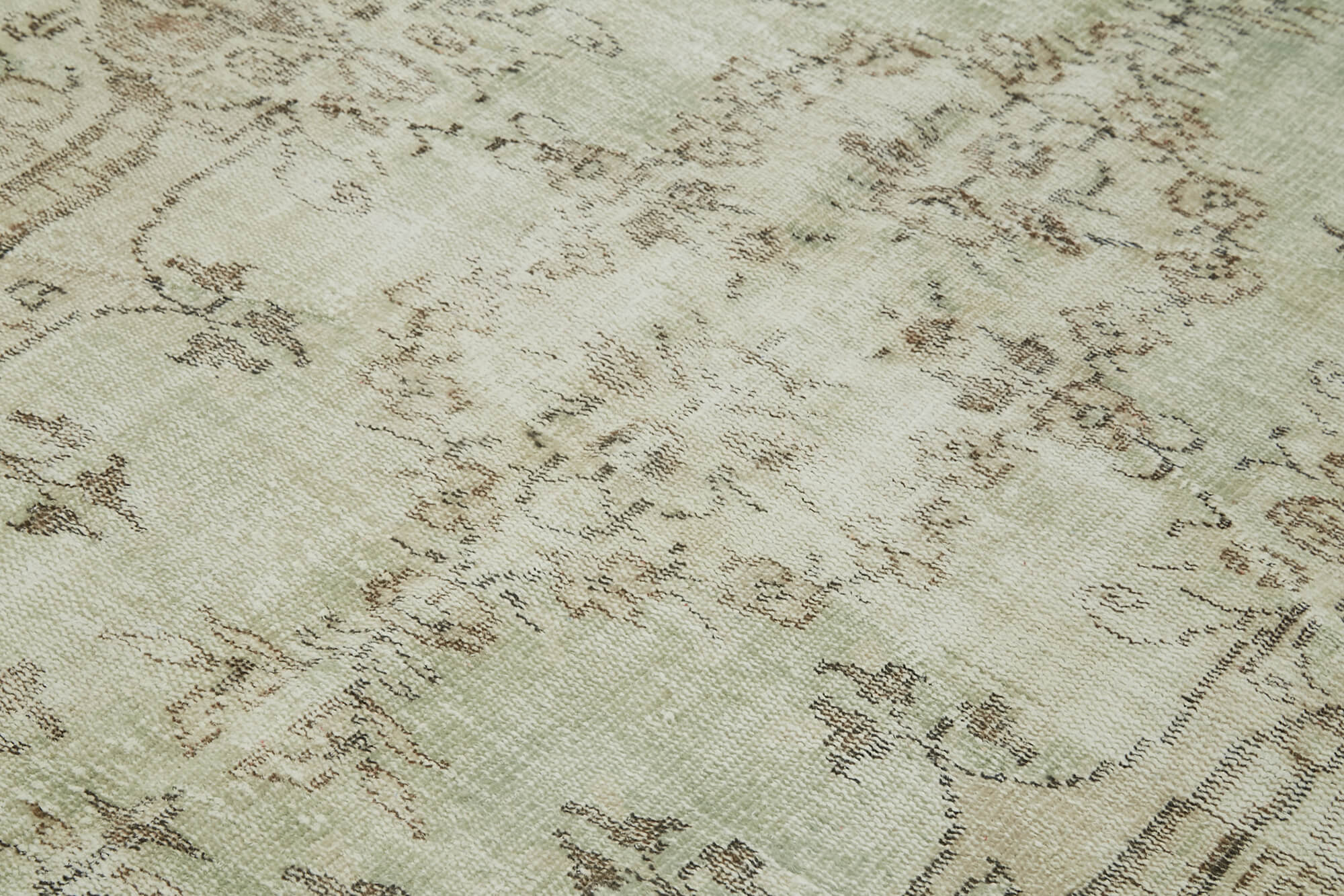 Vintage Bej Eskitme Pamuk Yün El Dokuma Halısı 166x258 Agacan