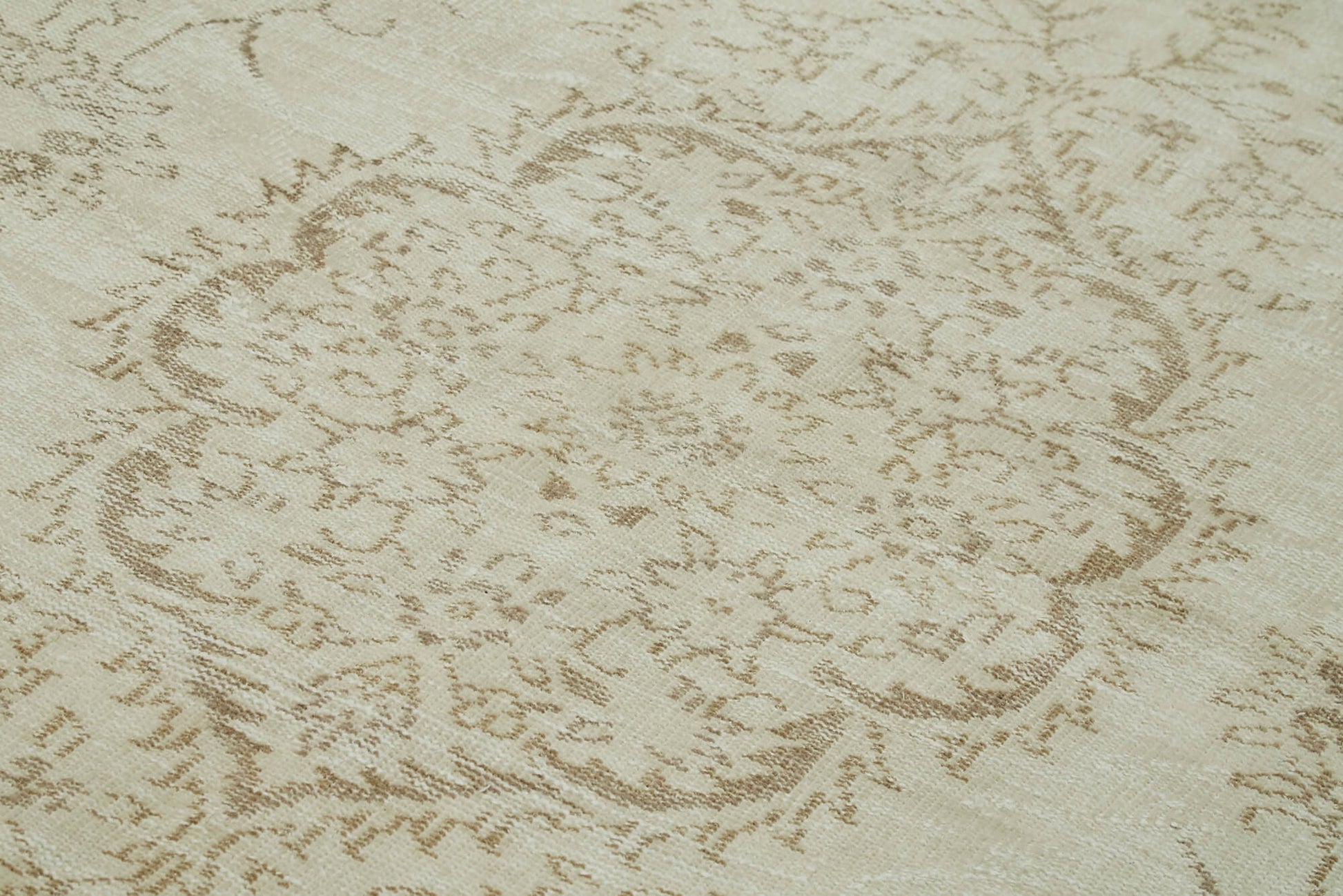 Vintage Bej Eskitme Pamuk Yün El Dokuma Halısı 174x288 Agacan