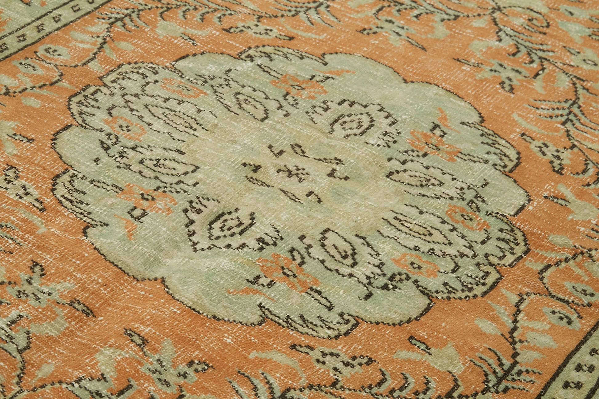 Vintage Bej Eskitme Pamuk Yün El Dokuma Halısı 160x251 Agacan