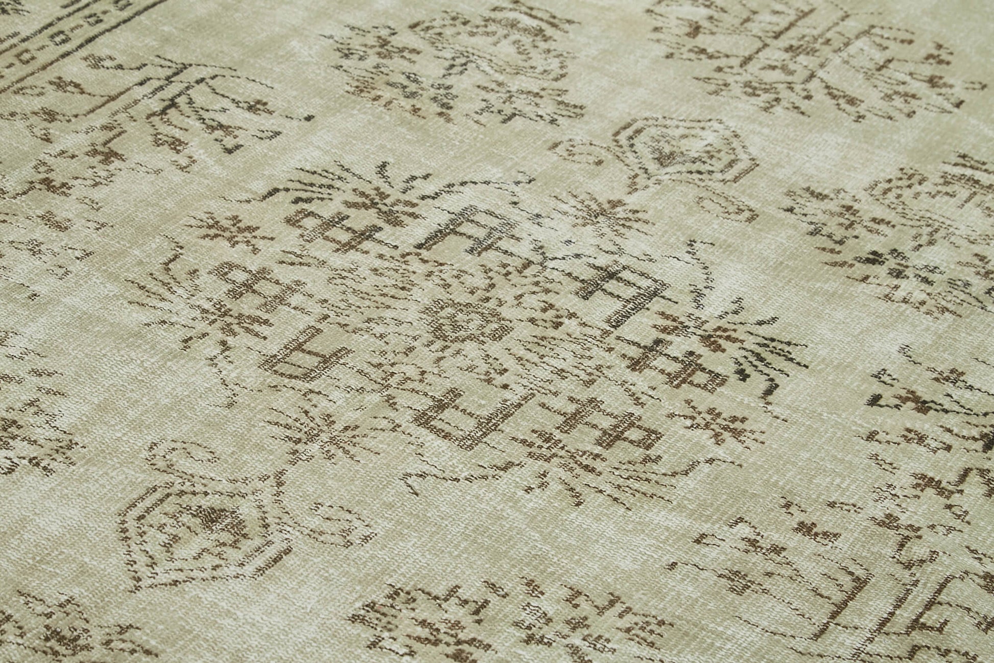 Vintage Bej Eskitme Pamuk Yün El Dokuma Halısı 174x288 Agacan