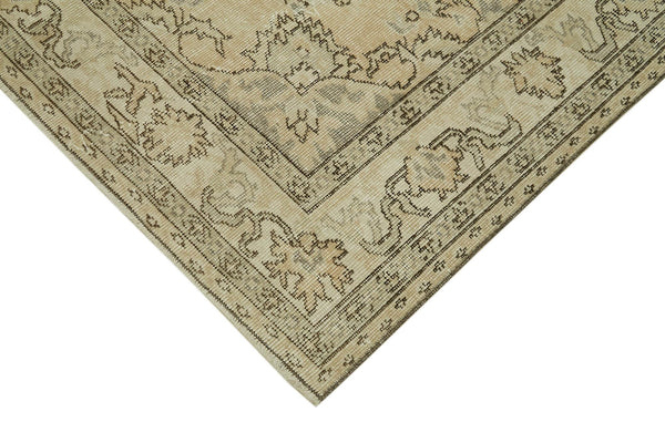 Vintage Bej Eskitme Pamuk Yün El Dokuma Halısı 172x262 Agacan