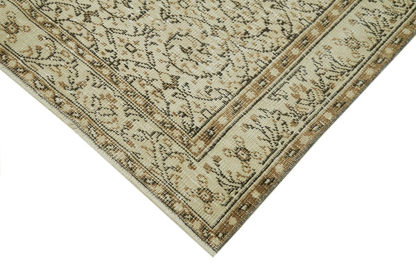 Vintage Bej Eskitme Pamuk Yün El Dokuma Halısı 151x258 Agacan