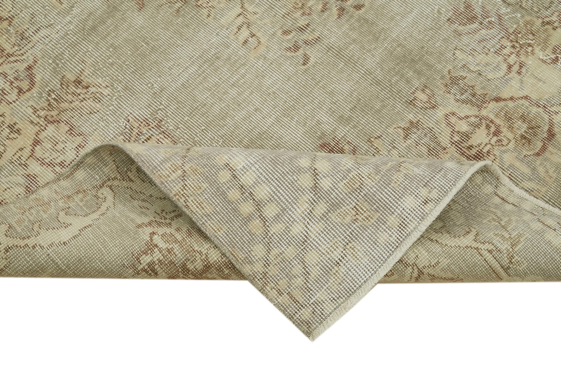 Vintage Bej Eskitme Pamuk Yün El Dokuma Halısı 156x273 Agacan
