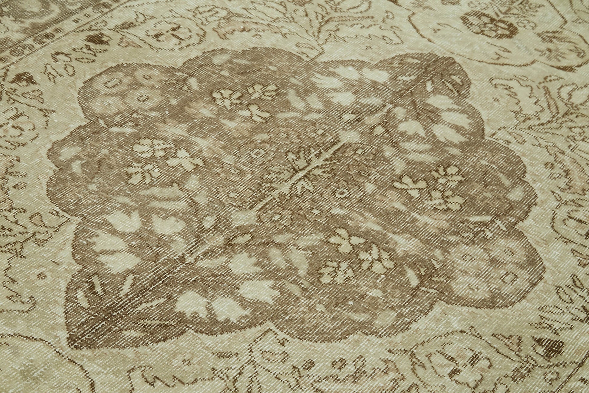 Vintage Bej Eskitme Pamuk Yün El Dokuma Halısı 165x272 Agacan