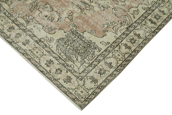 Vintage Bej Eskitme Pamuk Yün El Dokuma Halısı 158x256 Agacan