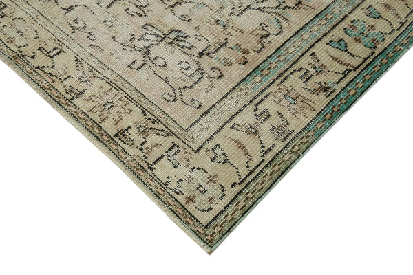 Vintage Bej Eskitme Pamuk Yün El Dokuma Halısı 166x277 Agacan