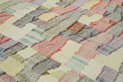 Scrap Bej Geometrik Pamuk Yün El Dokuma Halısı 289x380 Agacan