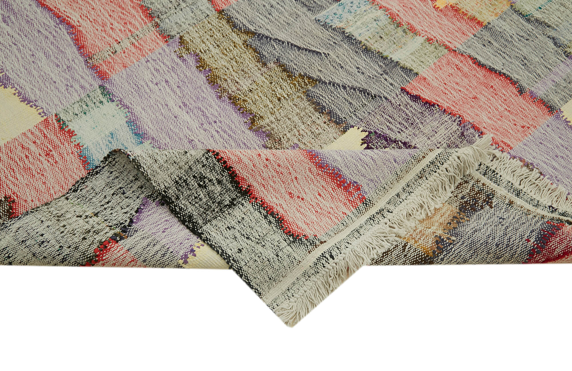 Scrap Bej Geometrik Pamuk Yün El Dokuma Halısı 289x380 Agacan