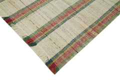 Scrap Bej Geometrik Pamuk Yün El Dokuma Halısı 283x380 Agacan