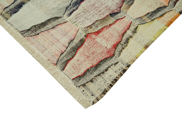 Scrap Bej Geometrik Pamuk Yün El Dokuma Halısı 260x347 Agacan