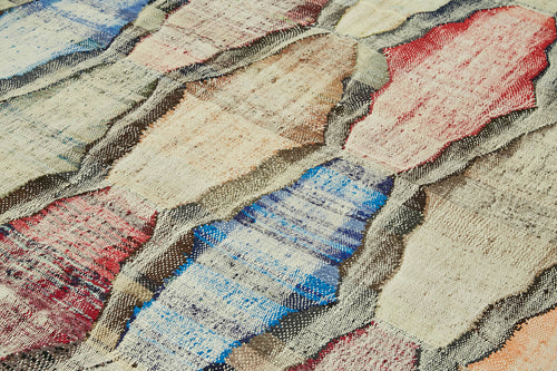 Scrap Bej Geometrik Pamuk Yün El Dokuma Halısı 260x347 Agacan