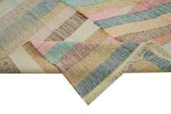 Scrap Bej Geometrik Pamuk Yün El Dokuma Halısı 300x400 Agacan