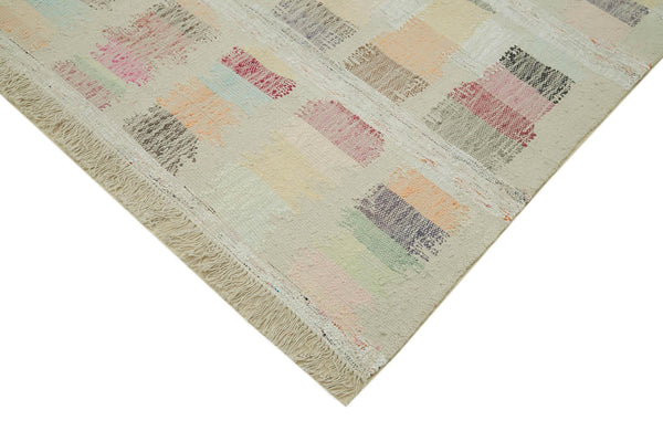 Scrap Bej Geometrik Pamuk Yün El Dokuma Halısı 277x362 Agacan