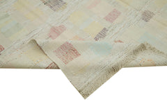 Scrap Bej Geometrik Pamuk Yün El Dokuma Halısı 277x362 Agacan