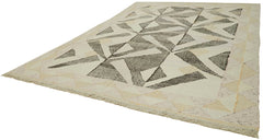 Scrap Bej Geometrik Pamuk Yün El Dokuma Halısı 310x415 Agacan