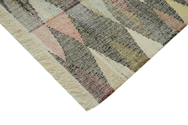 Scrap Bej Geometrik Pamuk Yün El Dokuma Halısı 250x345 Agacan