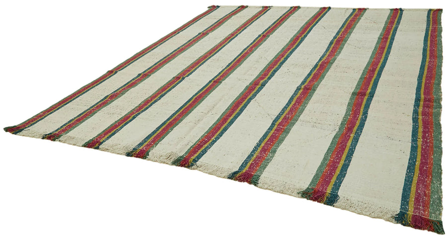 Scrap Bej Geometrik Pamuk Yün El Dokuma Halısı 320x346 Agacan