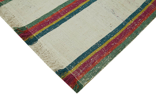 Scrap Bej Geometrik Pamuk Yün El Dokuma Halısı 320x346 Agacan