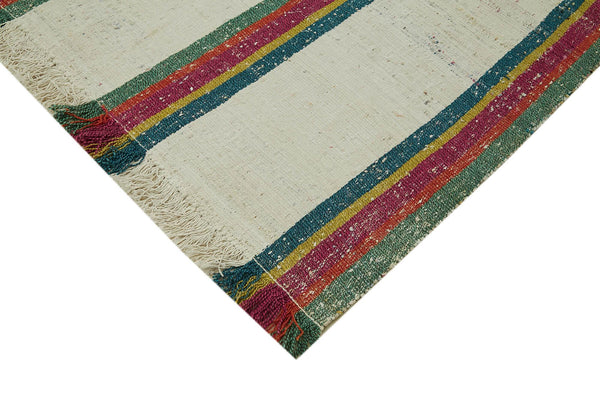 Scrap Bej Geometrik Pamuk Yün El Dokuma Halısı 320x346 Agacan