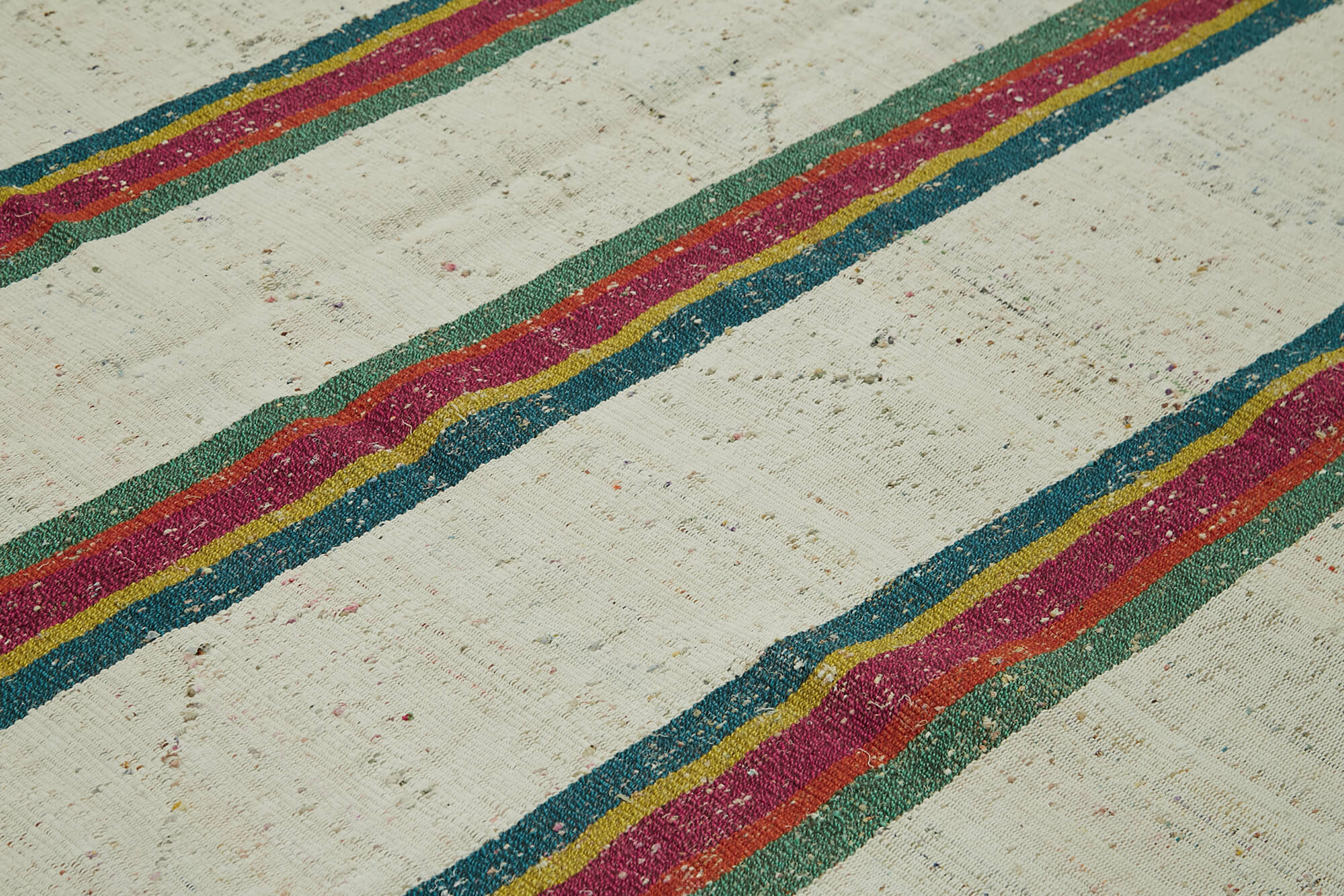 Scrap Bej Geometrik Pamuk Yün El Dokuma Halısı 320x346 Agacan