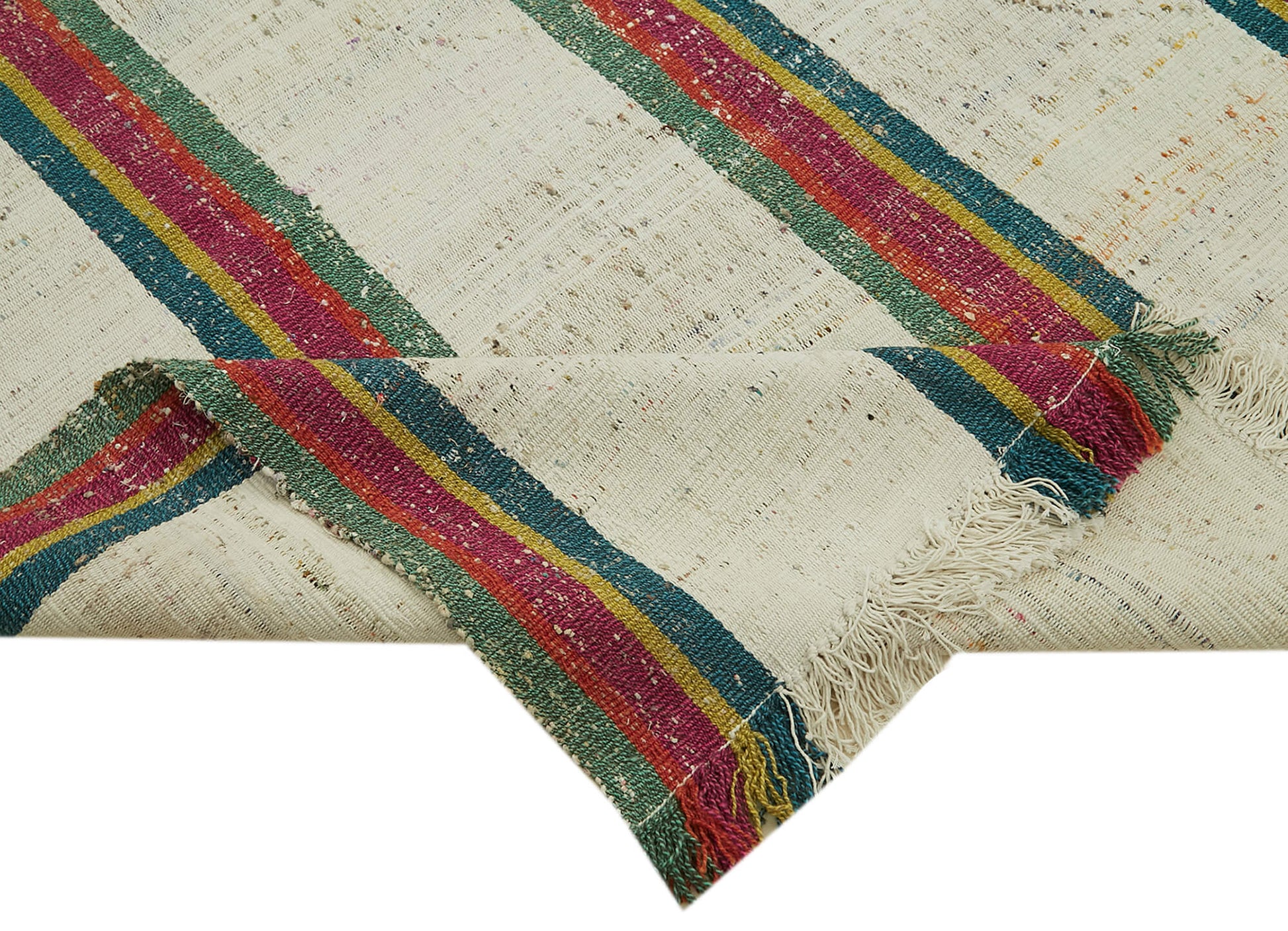 Scrap Bej Geometrik Pamuk Yün El Dokuma Halısı 320x346 Agacan