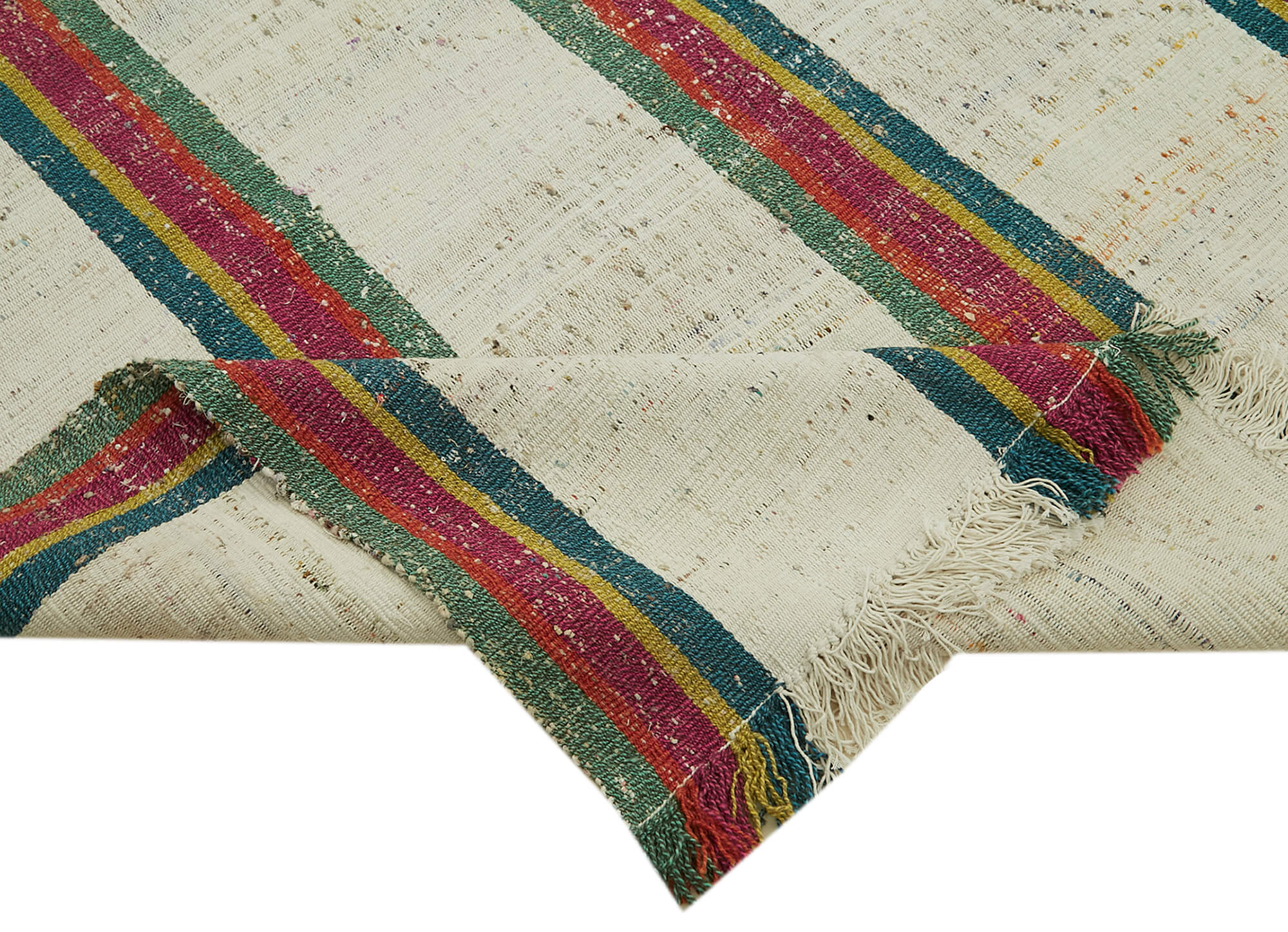 Scrap Bej Geometrik Pamuk Yün El Dokuma Halısı 320x346 Agacan