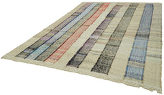 Scrap Bej Geometrik Pamuk Yün El Dokuma Halısı 247x327 Agacan