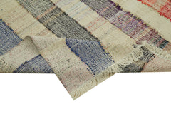 Scrap Bej Geometrik Pamuk Yün El Dokuma Halısı 247x327 Agacan