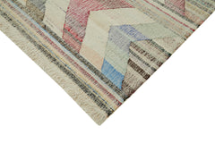 Scrap Bej Geometrik Pamuk Yün El Dokuma Halısı 248x307 Agacan